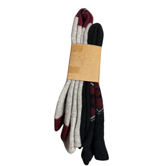 Born Boot Socks Wool Blend Black Burgundy Gray 2 Pairs Men’s Shoe Size 6-12 - Picture 6 of 7